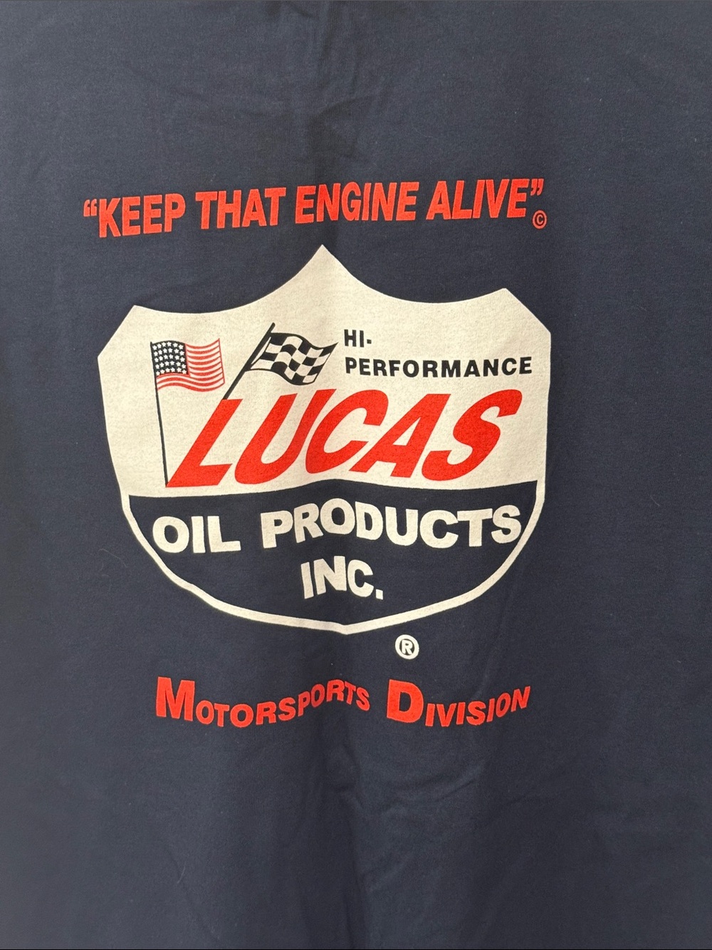 NEW VINTAGE STYLE
HI-PERFORMANCE
LUCAS OIL PRODUCTS
MOTORSPORTS DIVISION SIZE 2X